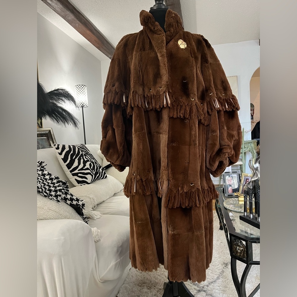 Zuki fringed sheared beaver coat